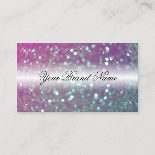 Stijlvol zwart roze Blauwgroen mousserend glitter  Visitekaartje (Voorkant)