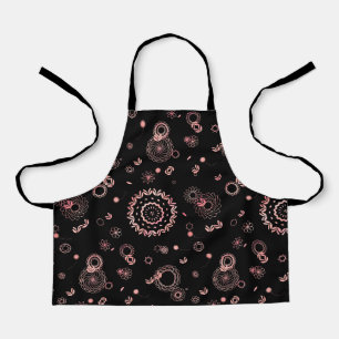 Stijlvol zwart roze bloemen design schort