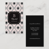 Stijlvol zwart Roze Diamond Ikat Monogram Visitekaartje (Voorkant / Achterkant)