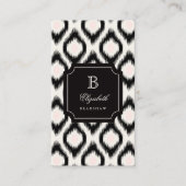 Stijlvol zwart Roze Diamond Ikat Monogram Visitekaartje (Voorkant)