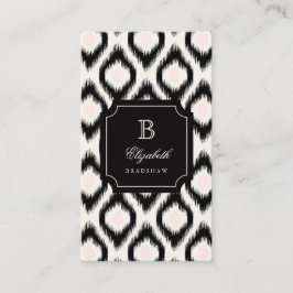 Stijlvol zwart Roze Diamond Ikat Monogram Visitekaartje