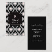 Stijlvol zwart Roze Diamond Ikat Monogram Visitekaartje (Voorkant / Achterkant)