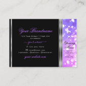 Stijlvol zwart-roze Paarse glitter Diamonds zilver Visitekaartje (Achterkant)