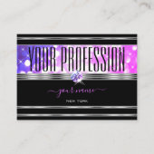 Stijlvol zwart-roze Paarse glitter Diamonds zilver Visitekaartje (Voorkant)