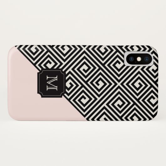 Stijlvol zwart roze zwart monogram van Latijns mod Case-Mate iPhone Case (Achterkant (horizontaal))