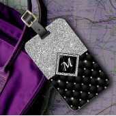 Stijlvol zwart ruitmonogram Crystal Silver Bagagelabel