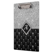 Stijlvol zwart ruitmonogram Crystal Silver Klembord (Links)