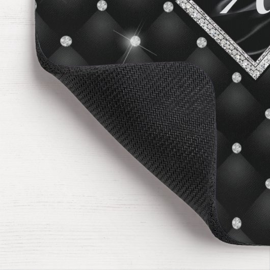 Stijlvol zwart ruitmonogram Crystal Silver Muismat (Hoek)