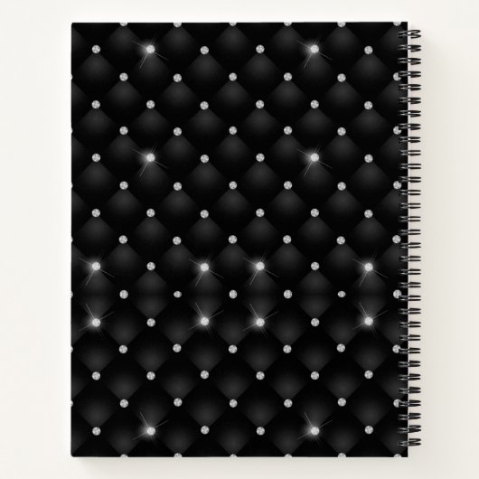 Stijlvol zwart ruitmonogram Crystal Silver Notitieboek (Achterkant)