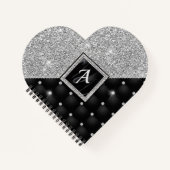 Stijlvol zwart ruitmonogram Crystal Silver Notitieboek (Voorkant)