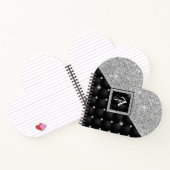 Stijlvol zwart ruitmonogram Crystal Silver Notitieboek (Binnen)