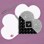 Stijlvol zwart ruitmonogram Crystal Silver Notitieboek