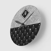Stijlvol zwart ruitmonogram Crystal Silver Ronde Klok (Hoek)