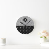 Stijlvol zwart ruitmonogram Crystal Silver Ronde Klok (Huis)