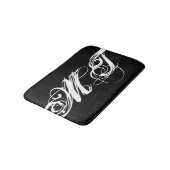 Stijlvol zwart Script Calligraphy Monogram Initial Badmat (Gekanteld)