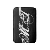 Stijlvol zwart Script Calligraphy Monogram Initial Badmat (Voorkant Verticaal)
