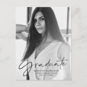 Stijlvol zwart script foto afstudeerfeest uitnodiging briefkaart (Voorkant)