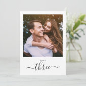 Stijlvol zwart script foto drie tafelnummer (Staand voorkant)