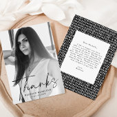 Stijlvol zwart Script-fotoAfstuderen Bedankkaart