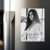 Stijlvol zwart Script-fotoAfstuderen Magnetische Uitnodiging