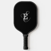 Stijlvol zwart script, monogram en naam pickleball paddle (Voorkant)
