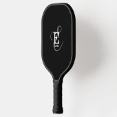 Stijlvol zwart script, monogram en naam pickleball paddle (Links)