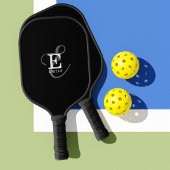 Stijlvol zwart script, monogram en naam pickleball paddle