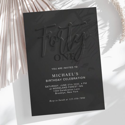 Stijlvol zwart script veertig 40e volwassene verja kaart