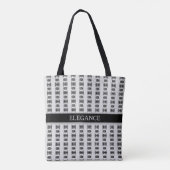 Stijlvol zwart sterrenpatroon & strepen op lichtgr tote bag (Achterkant)