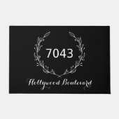 Stijlvol zwart-voorklep met adres | Groot Deurmat (Voorkant)