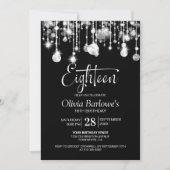 Stijlvol Zwart Wit 18e Verjaardagsfeest Kaart (Voorkant)