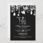 Stijlvol Zwart Wit 50ste Verjaardagsfeest Kaart (Voorkant)