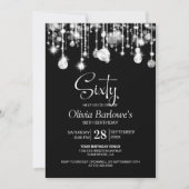 Stijlvol Zwart Wit 60ste Verjaardagsfeest Kaart (Voorkant)