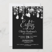 Stijlvol Zwart Wit 80ste Verjaardagsfeest Kaart (Voorkant)