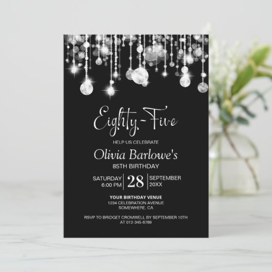 Stijlvol Zwart Wit 85ste Verjaardagsfeest Kaart (Staand voorkant)