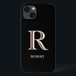 Stijlvol zwart wit aangepast monogram Case-Mate iPhone case<br><div class="desc">Dit unieke geval van de ontwerpercel kenmerkt een drie kleurenmonogram - kijk dicht en u zult voor zich zien. Dit wordt geplaatst tegen een zwarte achtergrond. Om het even welke ontwerpvragen,  verzend enkel een e-mail naar charmdesignstudio@rcn.com en wij zullen opgetogen zijn om bij te staan.</div>
