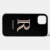 Stijlvol zwart wit aangepast monogram Case-Mate iPhone case (Achterkant (horizontaal))