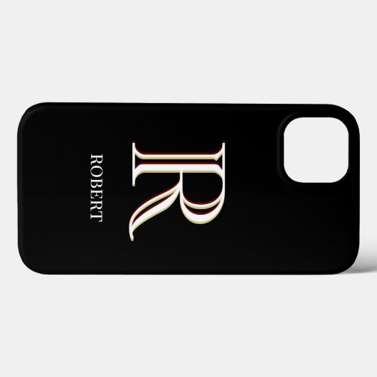 Stijlvol zwart wit aangepast monogram Case-Mate iPhone case (Achterkant (horizontaal))
