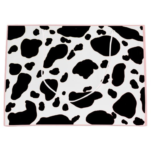 Stijlvol zwart-wit afdrukpatroon Bleek roze Groot Cadeauzakje (Voorkant)