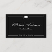Stijlvol zwart-wit Afstudeerder Pet Afstuderen Contactkaartje (Voorkant)