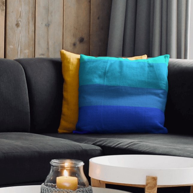 Stijlvol zwart-wit blauw strempatroon kussen (Creator heeft geüpload)