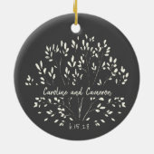 Stijlvol zwart wit botanisch aangepast huwelijk keramisch ornament (Achterkant)