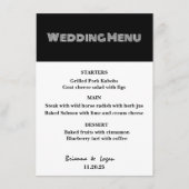 Stijlvol zwart & wit bruiloft menu (Voorkant)