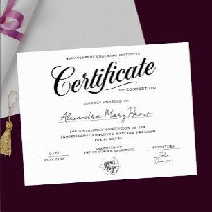 Stijlvol zwart-wit certificaat voltooiing logo poster