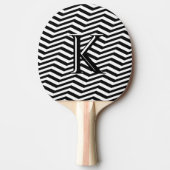 Stijlvol zwart wit Chevron Stripe Monogram Aangepa Tafeltennisbatje (Voorkant)