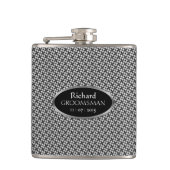 Stijlvol Zwart Wit Custom Design Groomsmen Gift Heupfles (Voorkant)