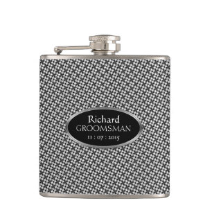 Stijlvol Zwart Wit Custom Design Groomsmen Gift Heupfles