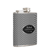 Stijlvol Zwart Wit Custom Design Groomsmen Gift Heupfles (Rechts)
