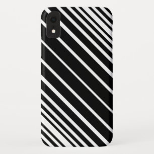 Stijlvol zwart-wit diagonaal streekpatroon Case-Mate iPhone case