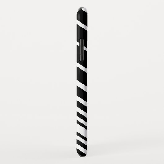 Stijlvol zwart-wit diagonaal streekpatroon Case-Mate iPhone case (Achterkant/rechts)